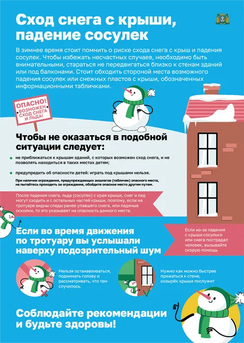Сход снега с крыши падение сосулек